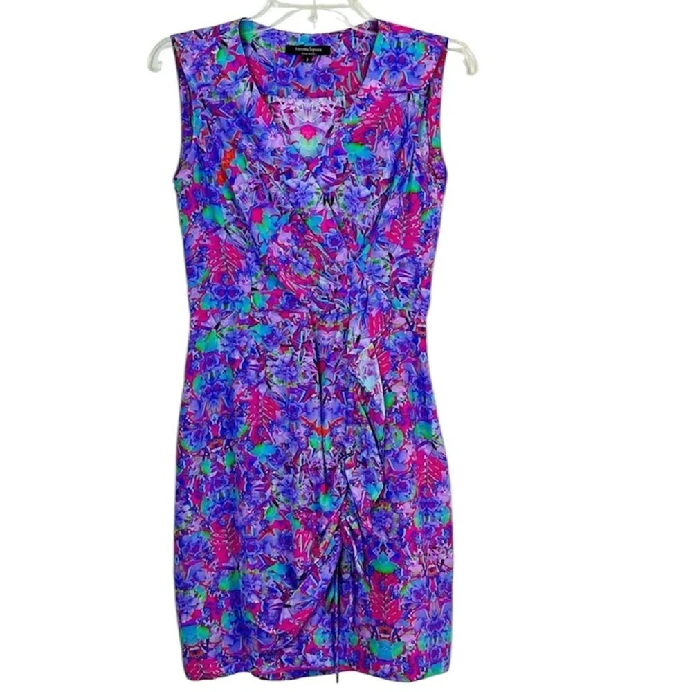 Nanette Lepore Abstract Colorful Faux Wrap  100% Silk Dress Women’s Size 2🌸